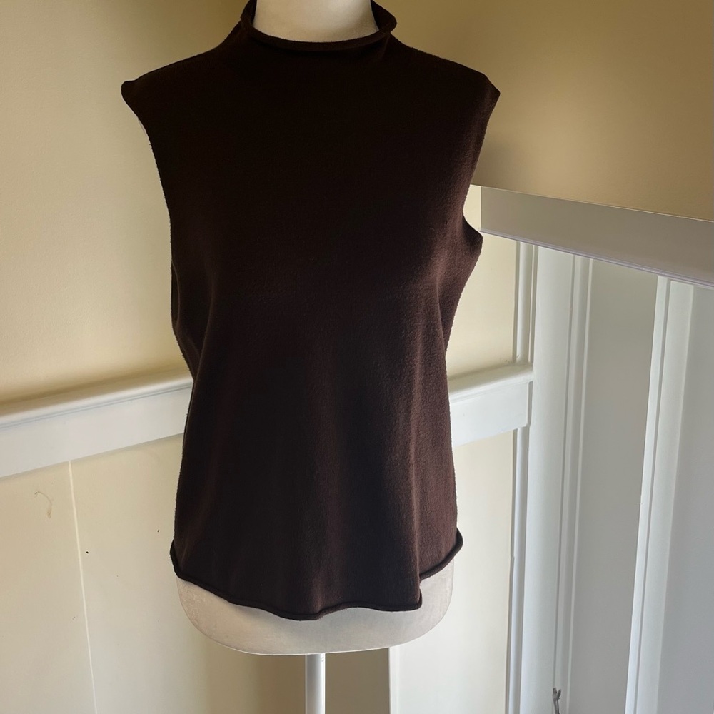 Margaret O'Leary Brown Fitted Sleeveless Tank‎ Top